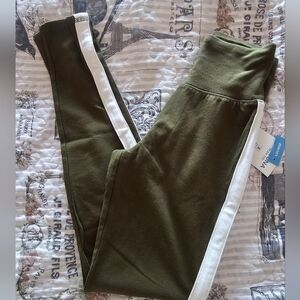 Nwt! Arizona Jean Co Lounge Leggings Olive and White Stripe XS